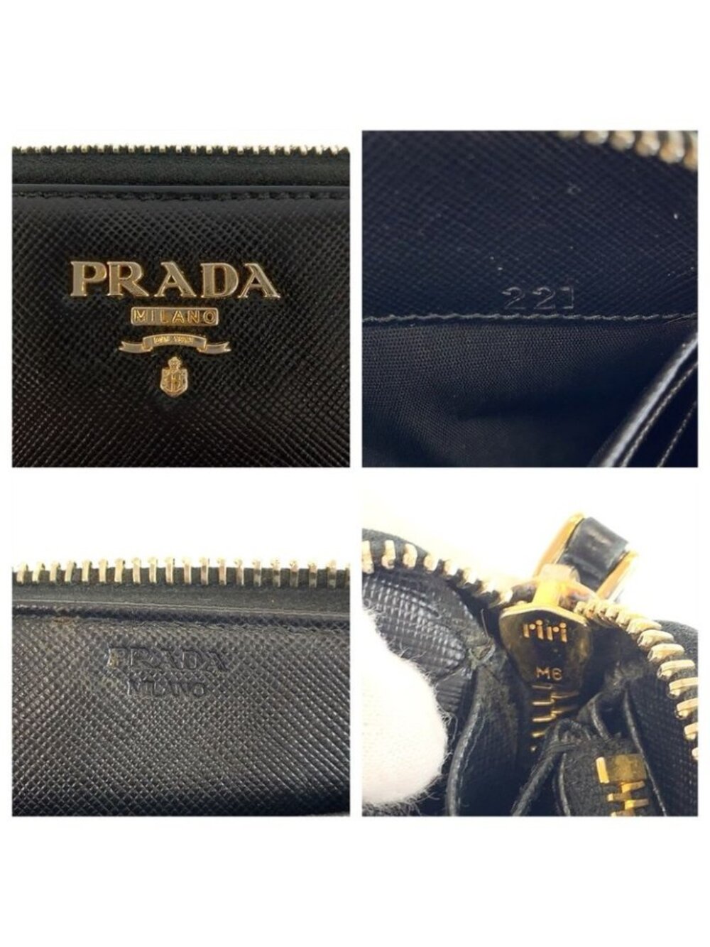 Prada Saffiano Black Gold Leather Wallet - Picture 5 of 9